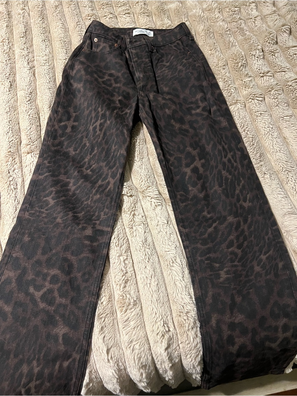 Abercrombie & Fitch Brown Leopard Wide Leg Jeans